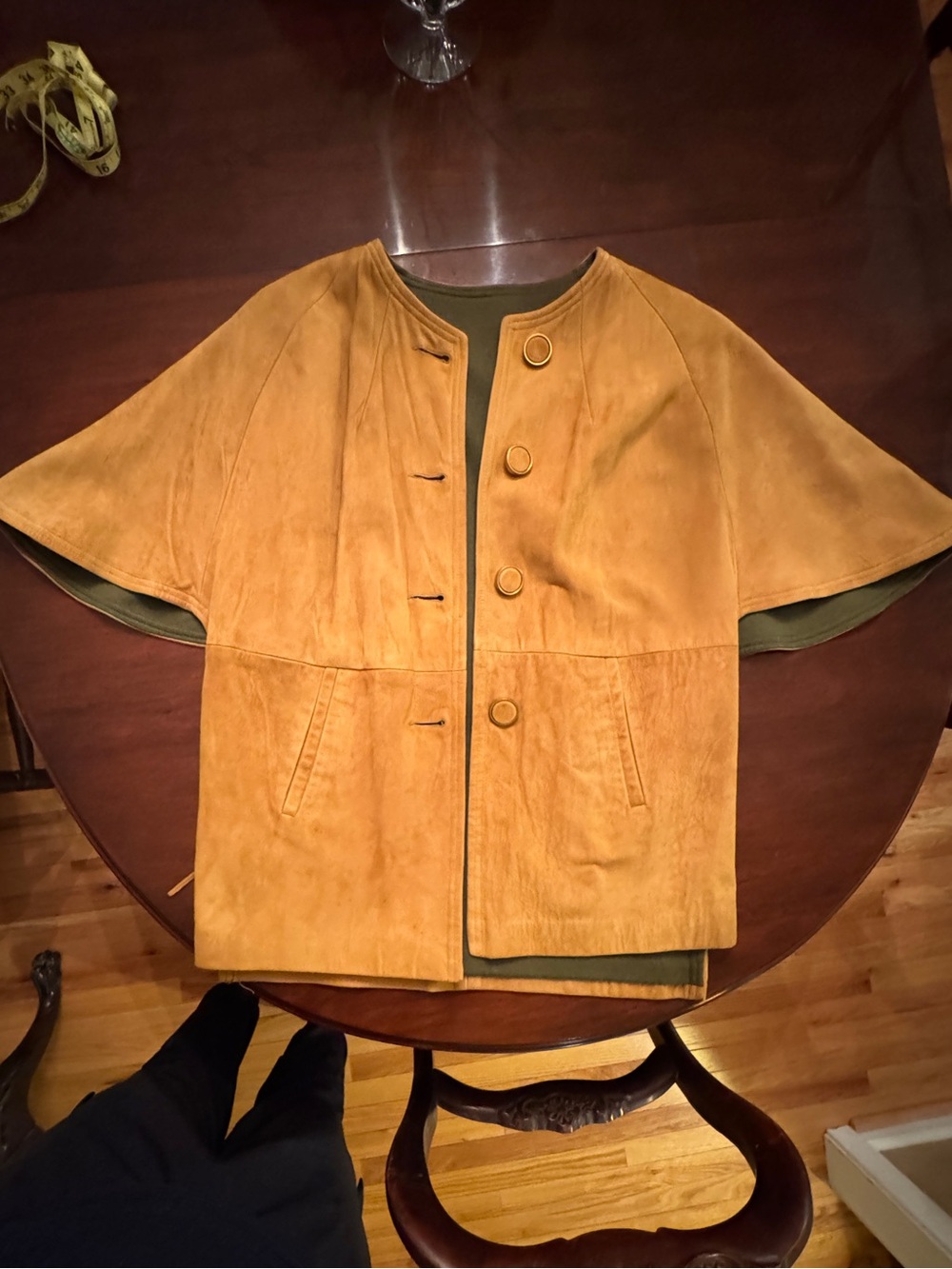 Vintage Mustard Yellow Suede Cape-Style Jacket